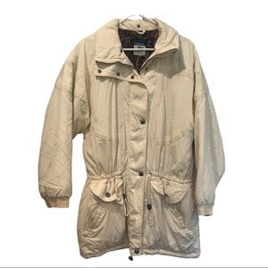 Vintage LL Bean Parka Womens Coat Size M Ivory Puffer Jacket 1980s Mountain Tag